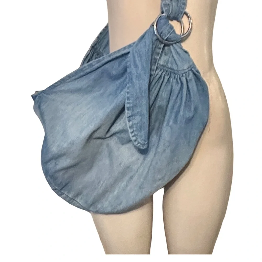 The Dog Squad Fur Baby Adjustable Sling Bag Dog Carrier in Bleached Denim EUC